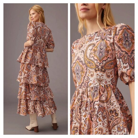 NWT Anthropologie Kachel Tiered Maxi Dress Medium - Picture 2 of 4